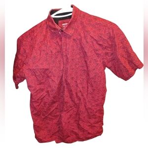 Vibrant Red Casual Button Down Shirt Lightweight Relaxed Fit